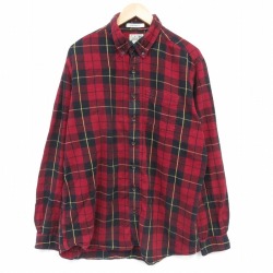 XL★古着 エルエルビーン 長袖 フランネル シャツ メンズ 00年代 00s 大きいサイズ コットン ボタンダウン 赤他 チェック 26apr03