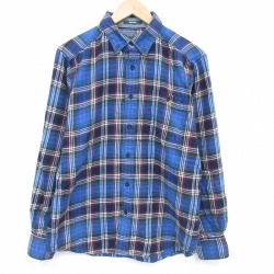 L★古着 ウールリッチ 長袖 フランネル シャツ メンズ コットン 青他 チェック 26apr03