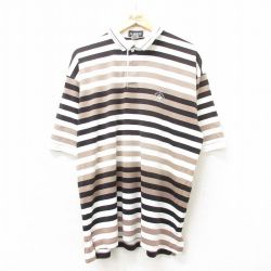 XL★古着 半袖 ポロ シャツ メンズ 90年代 90s マウイ 大きいサイズ USA製 白他 ホワイト ボーダー 24mar23 中古 トップス