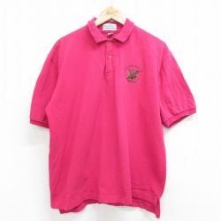 XL★古着 半袖 ポロ シャツ メンズ 90年代 90s シカ 鹿の子 大きいサイズ コットン ピンク 24apr09 中古 トップス