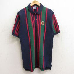 【50%OFF】バミューダ 90s 半袖ポロシャツ ストライプ ネイビー L | 古着