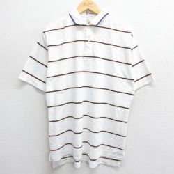 00s 半袖ポロシャツ ホワイトボーダー XL | 古着