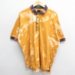 XL★古着 STRUCTURE 半袖 ポロ シャツ メンズ 00年代 00s 大きいサイズ コットン 黄 イエロー ブリーチ加工 24apr10 中古 トップス