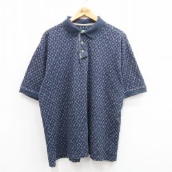 XL★古着 カタリナ 半袖 ポロ シャツ メンズ 00年代 00s 総柄 大きいサイズ コットン 紺他 ネイビー 24apr15 中古 トップス