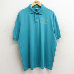 XL★古着 半袖 ポロ シャツ メンズ 90年代 90s ゴルフ 大きいサイズ 水色 24may18 中古 トップス