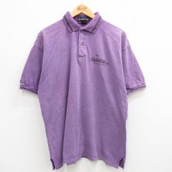 【50%OFF】XL★古着 半袖 ポロ シャツ メンズ 90年代 90s レーシング 大きいサイズ コットン USA製 紫 パープル 霜降り 24jun01 中古 トップス