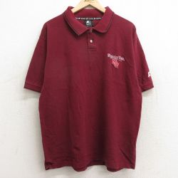 XL★古着 スターター STARTER 半袖 ポロ シャツ メンズ ミシシッピ コットン 鹿の子 エンジ 24jun28 中古 トップス