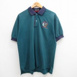 【50%OFF】XL★古着 半袖 ポロ シャツ メンズ 90年代 90s コミュニケーション 馬 鹿の子 コットン 緑系他 グリーン 24jul15 中古 トップス