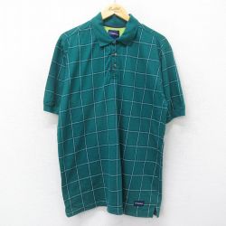 XL★古着 カタリナ 半袖 ポロ シャツ メンズ コットン 緑 グリーン チェック 24jul17 中古 トップス