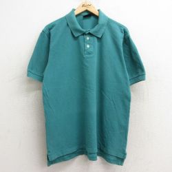 【50%OFF】XL★古着 半袖 ポロ シャツ メンズ 00年代 00s 無地 鹿の子 コットン 緑 グリーン 24aug02 中古 トップス