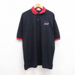 【50%OFF】XL★古着 半袖 ポロ シャツ メンズ CiNTAS NFL バッファロービルズ 鹿の子 大きいサイズ 紺他 ネイビー アメフト スーパーボウル 24aug06 中古 トップス