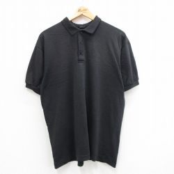 XL★古着 半袖 ポロ シャツ メンズ 90年代 90s USA製 黒 ブラック 24aug06 中古 トップス