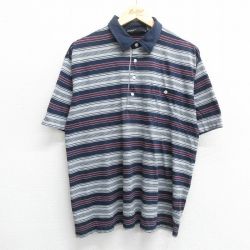 【50%OFF】XL★古着 半袖 ポロ シャツ メンズ 90年代 90s 胸ポケット付き グレー他 24aug08 中古 トップス