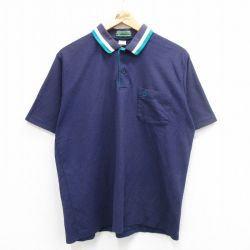 XL★古着 マンシングウェア 半袖 ポロ シャツ メンズ 90年代 90s 鹿の子 USA製 紺他 ネイビー 24aug09 中古 トップス