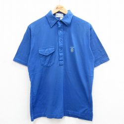 80s 半袖ポロシャツ ブルー L | 古着