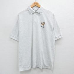 XL★古着 半袖 ポロ シャツ メンズ 90年代 90s オノ 鹿の子 大きいサイズ USA製 薄グレー 霜降り 24aug09 中古 トップス