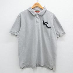 【50%OFF】XL★古着 ROCA WEAR 半袖 ポロ シャツ メンズ 鹿の子 大きいサイズ コットン グレー 霜降り 24aug09 中古 トップス