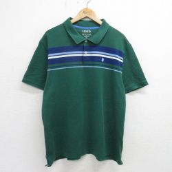 【50%OFF】XL★古着 IZOD 半袖 ポロ シャツ メンズ ワンポイントロゴ 大きいサイズ 緑他 グリーン 24aug09 中古 トップス