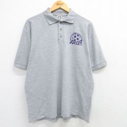 00s 半袖ポロシャツ サッカー グレー XL | 古着