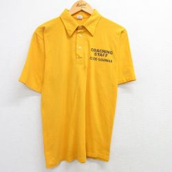L★古着 ラッセル 半袖 ポロ シャツ メンズ 70年代 70s スタッフ 黄 イエロー 25apr04 中古 トップス