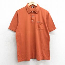 【50%OFF】XL★古着 ラングラー Wrangler 半袖 ポロ シャツ メンズ 90年代 90s ワンポイントロゴ USA製 オレンジ系 25apr17 中古 トップス