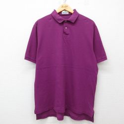 【50%OFF】XL★古着 半袖 ポロ シャツ メンズ 90年代 90s 鹿の子 紫 パープル 25may16 中古 トップス