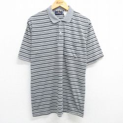 L★古着 ピューリタン 半袖 ポロ シャツ メンズ グレー他 ボーダー 25may16 中古 トップス