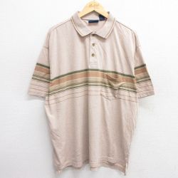 XL★古着 タウンクラフト 半袖 ポロ シャツ メンズ 90年代 90s 大きいサイズ コットン ベージュ カーキ 霜降り他 25may17 中古 トップス