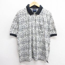 【50%OFF】XL★古着 カタリナ 半袖 ポロ シャツ メンズ 総柄 大きいサイズ コットン 黒他 ブラック 25may17 中古 トップス