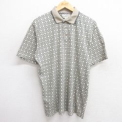 00s 半袖ポロシャツ 総柄 カーキ L | 古着