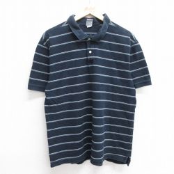 L★古着 オールドネイビー OLD NAVY 半袖 ポロ シャツ メンズ 00年代 00s 鹿の子 コットン 紺他 ネイビー ボーダー 25may17 中古 トップス