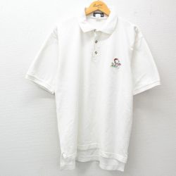 00s 半袖ポロシャツ スヌーピー ホワイト L | 古着