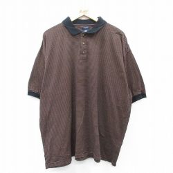 【50%OFF】XL★古着 半袖 ポロ シャツ メンズ PEBBLE BEACH 大きいサイズ コットン 紫他 パープル ボーダー 25may20 中古 トップス