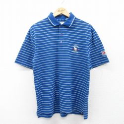 L★古着 半袖 ポロ シャツ メンズ 00年代 00s USオープン ウイングフット 紺他 ネイビー ストライプ 25may20 中古 トップス