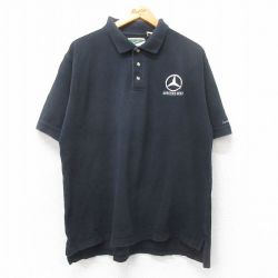 【20%OFF】XL★古着 半袖 ポロ シャツ メンズ メルセデスベンツ 大きいサイズ コットン 黒 ブラック 25may22 中古 トップス