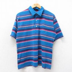 90s 半袖ポロシャツ ブルーボーダー L | 古着