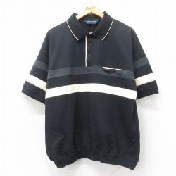 XL★古着 半袖 ポロ シャツ メンズ 大きいサイズ 黒他 ブラック 25may22 中古 トップス