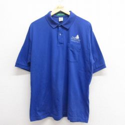 XL★古着 半袖 ポロ シャツ メンズ 90年代 90s ヨット コットン USA製 青 ブルー 25may26 中古 トップス