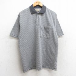 L★古着 セントジョンズベイ 半袖 ポロ シャツ メンズ 90年代 90s USA製 グレー他 ボーダー 【spe】 25may28 中古 トップス
