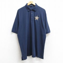 XL★古着 半袖 ポロ シャツ メンズ ユナイテッドステイツ シークレットサービス 大きいサイズ ロング丈 紺 ネイビー 25may28 中古 トップス