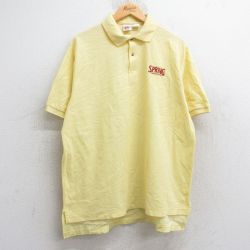 【50%OFF】XL★古着 半袖 ポロ シャツ メンズ 90年代 90s SPRING コットン 鹿の子 USA製 黄 イエロー 25may28 中古 トップス