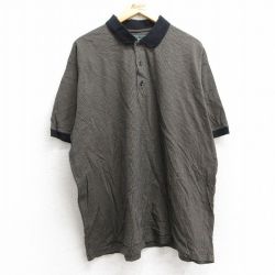 XL★古着 半袖 ポロ シャツ メンズ 00年代 00s 大きいサイズ コットン 黒他 ブラック チェック 25may28 中古 トップス