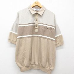 XL★古着 半袖 ポロ シャツ メンズ 90年代 90s 大きいサイズ ベージュ他 カーキ 25may29 中古 トップス