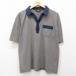 シアーズ 80s 半袖ポロシャツ ネイビーボーダー XL | 古着