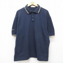 XL★古着 半袖 ポロ シャツ メンズ 90年代 90s HALEY 鹿の子 大きいサイズ コットン USA製 紺 ネイビー 25may29 中古 トップス