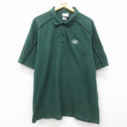 【50%OFF】XL★古着 半袖 ポロ シャツ メンズ 00年代 00s NFL ニューヨークジェッツ 鹿の子 緑 グリーン アメフト スーパーボウル 25may29 中古 トップス