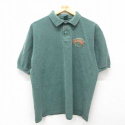 XL★古着 半袖 ポロ シャツ メンズ 90年代 90s サラナック 鹿の子 コットン 緑 グリーン 25may29 中古 トップス