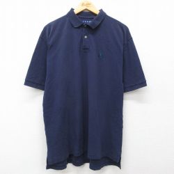 XL★古着 IZOD 半袖 ポロ シャツ メンズ 00年代 00s ワンポイントロゴ 鹿の子 コットン 紺 ネイビー 25may29 中古 トップス