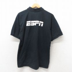 L★古着 半袖 ポロ シャツ メンズ 00年代 00s ESPN コットン 黒 ブラック 25jun02 中古 トップス
