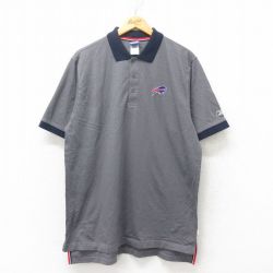 L★古着 リーボック REEBOK 半袖 ポロ シャツ メンズ 00年代 00s NFL バッファロービルズ グレー アメフト スーパーボウル 25jun02 中古 トップス